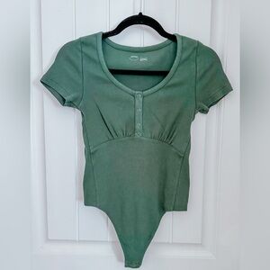 Aerie- Green Ribbed Bodysuit